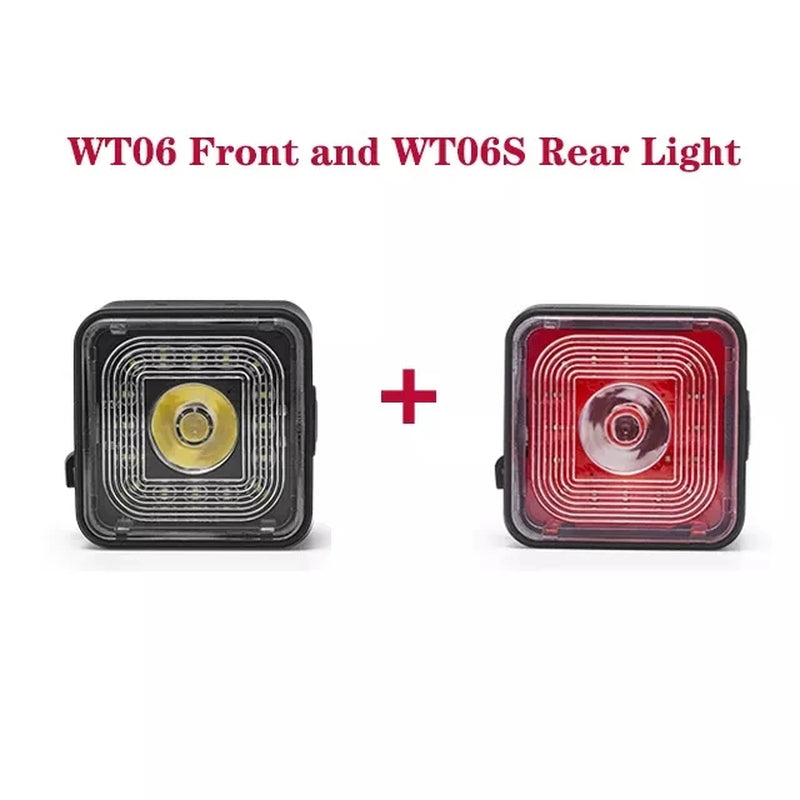 WT06 Smart Bicycle Brake Light Tail Rearlight 120 Lumen IP66 Waterproof Headlight and Tail Light Sets 5 Gear Mode USB Charge