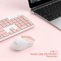 Wireless Keyboard Mouse Combo Pink Silent 24GHz USB Receiver