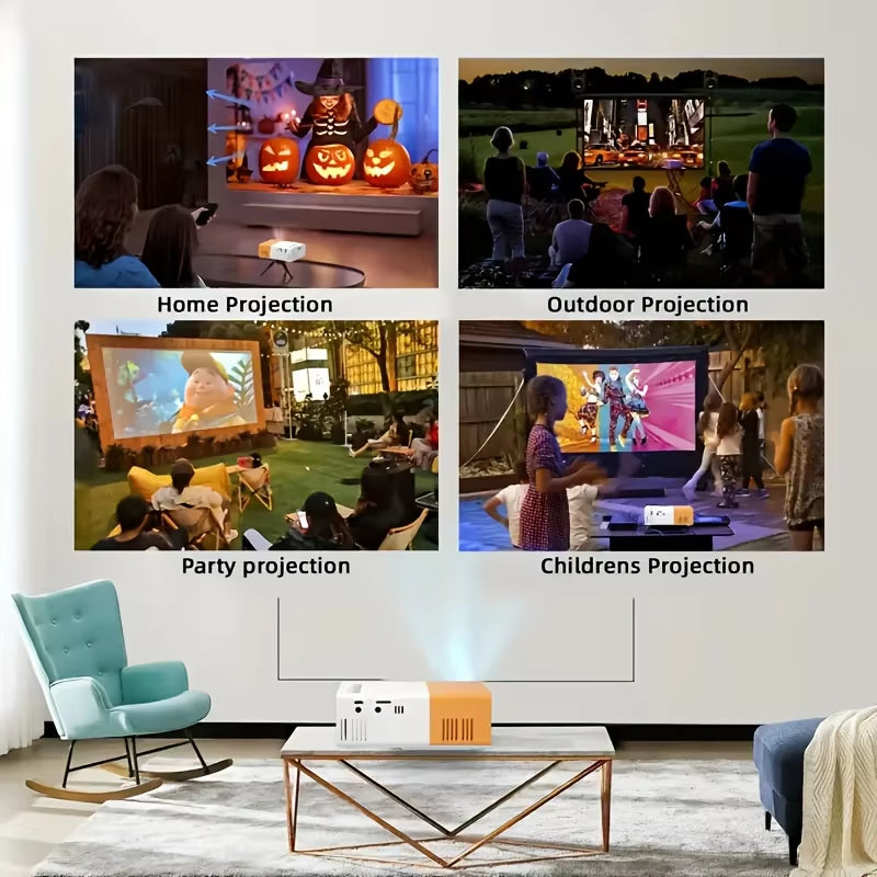 Mini Projector Portable Home Theater  Native Support HDMI USB Connection Small Size for Outdoor Movie Night