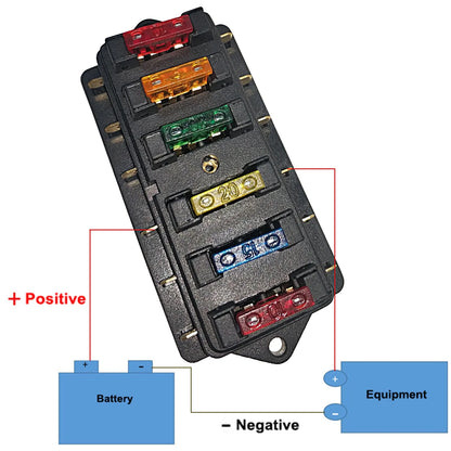 Universal Blade Fuse Box 6 Way Waterproof Fuse Holder Block for Car Bus Boat SUV