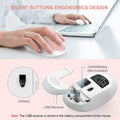 Wireless Keyboard Mouse Combo Pink Silent 24GHz USB Receiver