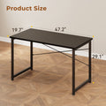 48 Inch Computer Desk, Home Office Writing Desk for Small Space, Modern Study Desk with Headphone Hook, Black