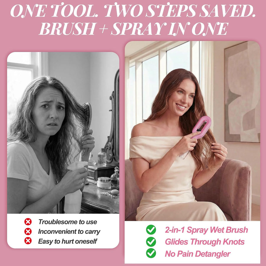 Curl Detangling Brush Mist Spray Anti Frizz Hair Care Tool