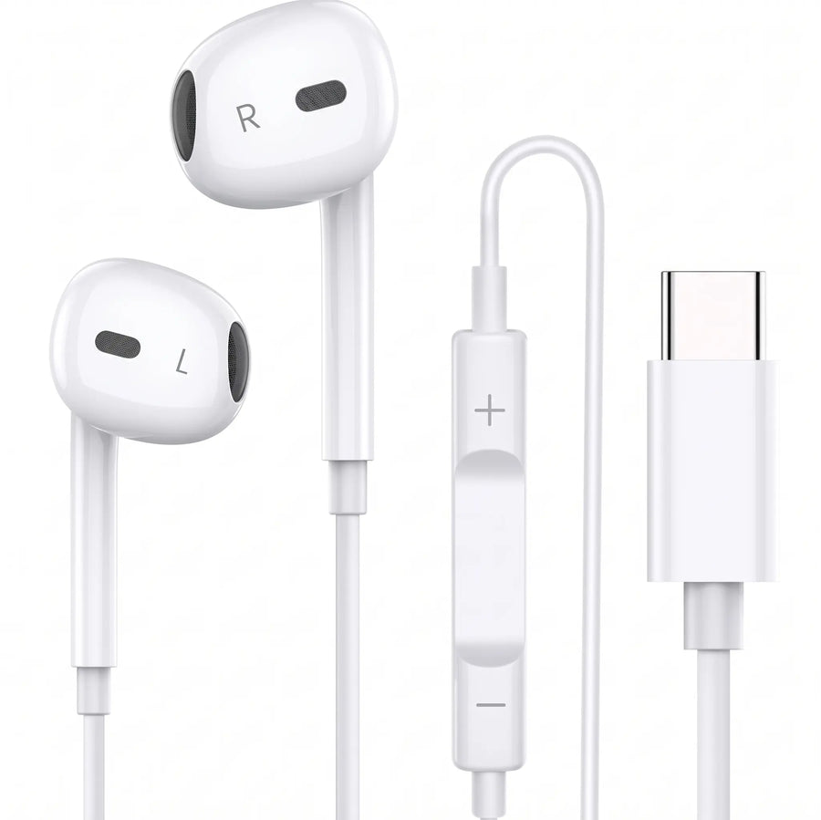 Type C Wired Earphones with Microphone and Volume Control