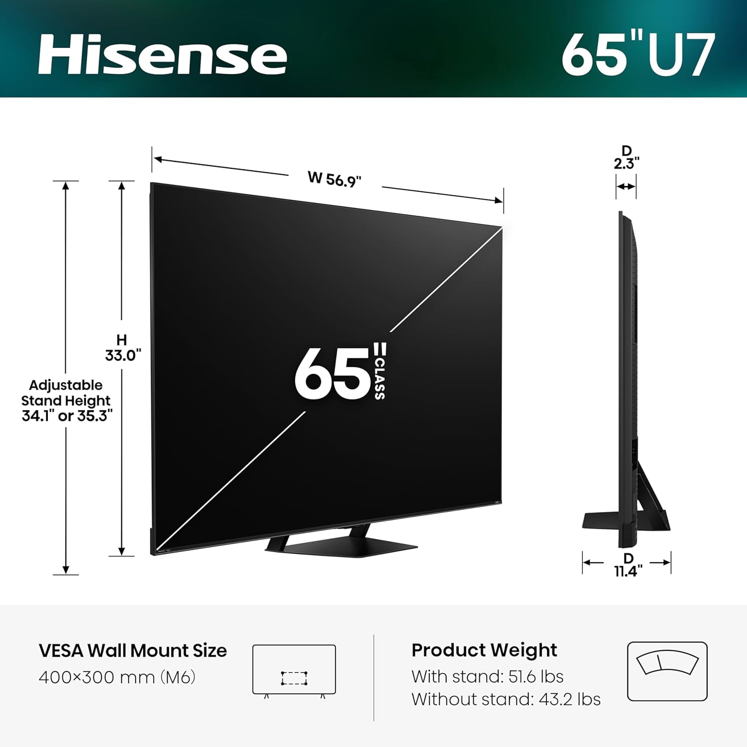 65" U7 Mini-Led ULED 4K UHD Best Premium Gaming HDR Smart Fire TV (65U7SF, 2026 New) - Hi-Qled, Native 165Hz, VRR 330, Dolby Vision IQ · Atmos, IMAX Enhanced, Anti-Reflection, 2.1.2 Ch, Alexa+