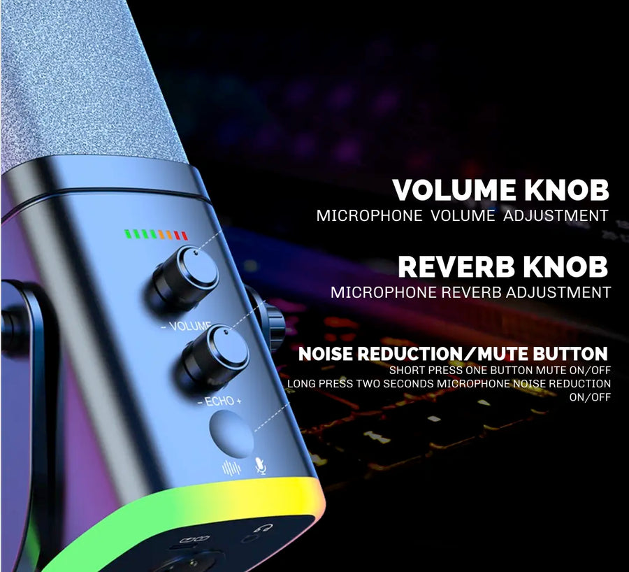 Gaming USB XLR Dynamic Microphone with RGB Touch Mute