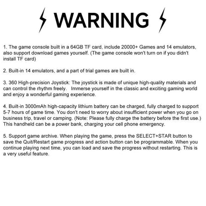 SF3000 Retro Handheld Game Console 4.5 Inch IPS Screen 3000Mah Battery 14 Emulators 20000+ Games Portable Gaming System for Boy Gift - Compact Card Controller Multi-Emulator Support Built-In Memory
