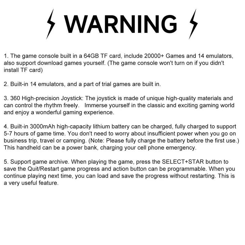 SF3000 Retro Handheld Game Console 4.5 Inch IPS Screen