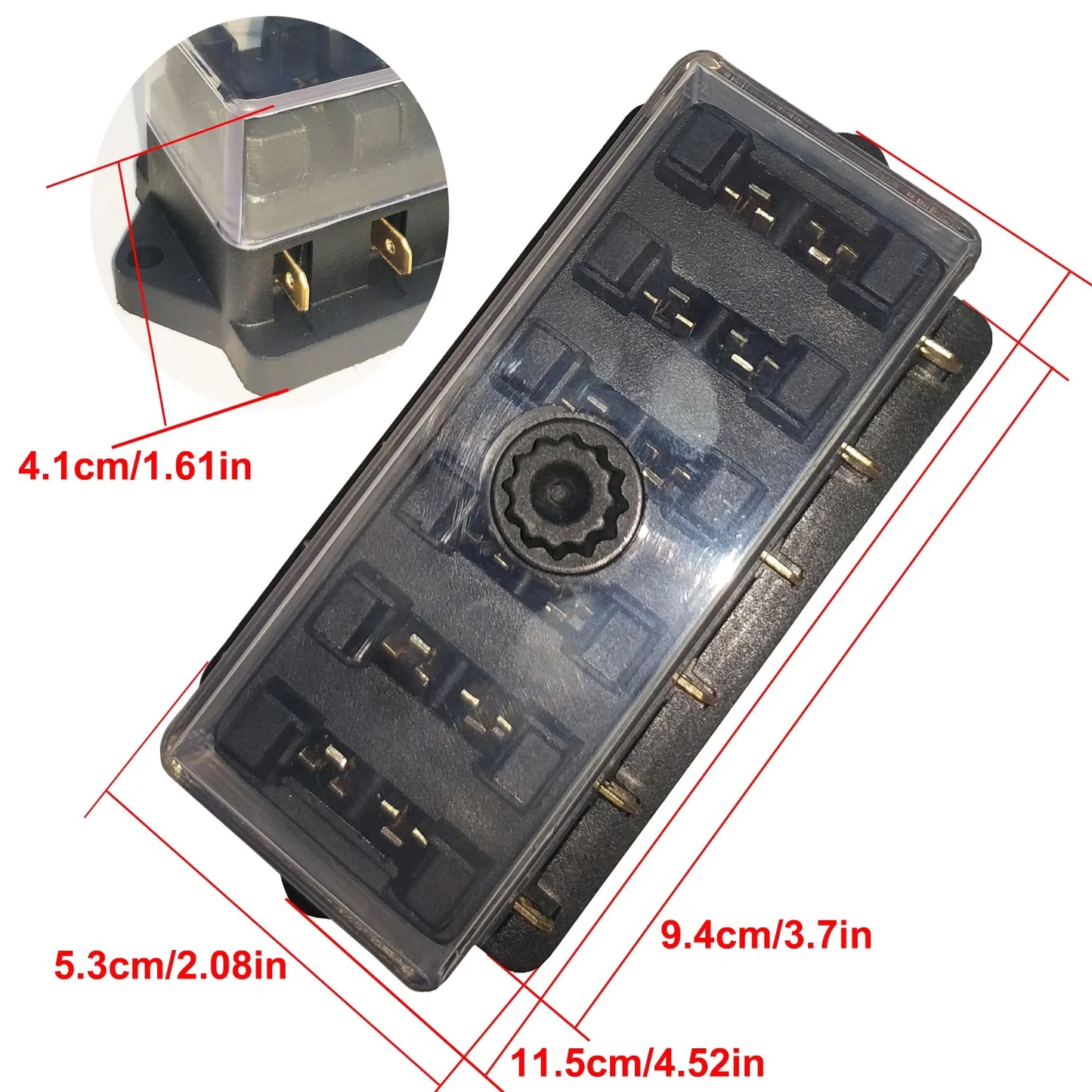 Universal Blade Fuse Box 6 Way Waterproof Fuse Holder Block for Car Bus Boat SUV
