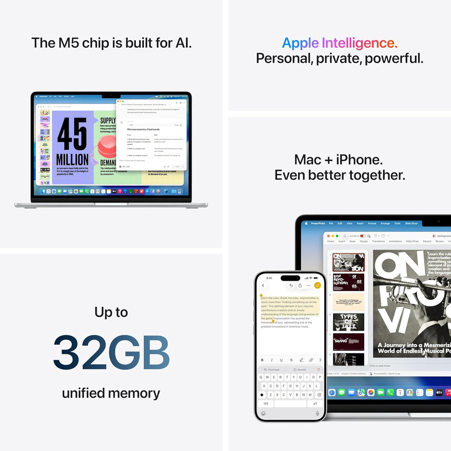 2026 MacBook Air 13 Inch M5 Laptop 16GB 512GB Midnight