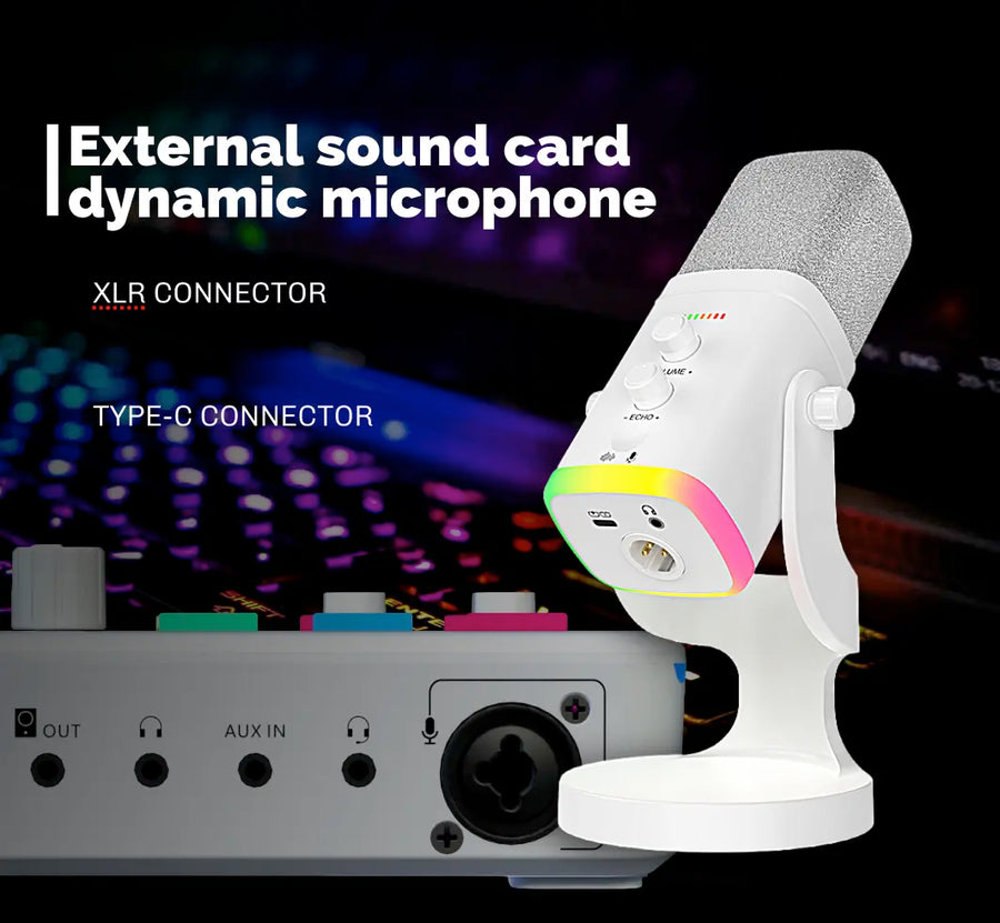 Gaming USB XLR Dynamic Microphone with RGB Touch Mute