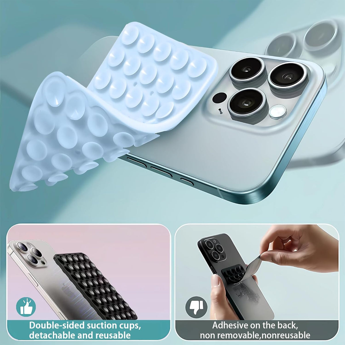 Double Sided Silicone Suction Phone Mount for Hands Free