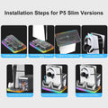 Charging Dock Vertical Cooling Stand Compatible with PS5/PS5 Slim Console for PS5 Controller Dual Charging Cooling Stand with Hook for Headphones， Essential Cooler for PS5 Consoles for a Better Gaming Experience