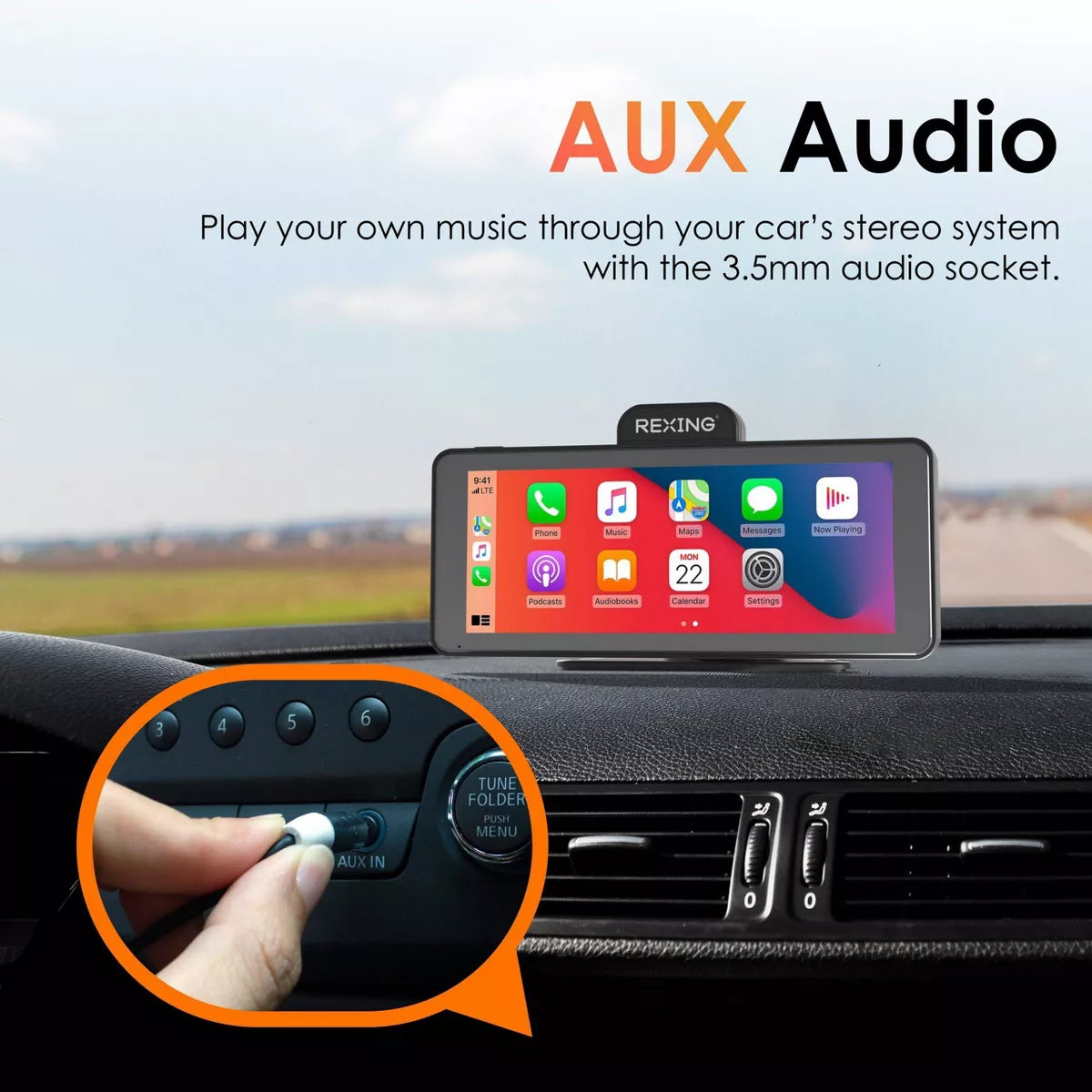 Rexing Wireless Apple Carplay & Android Auto Display with 4K Dash Cam: Vehicle Electronics Accessory