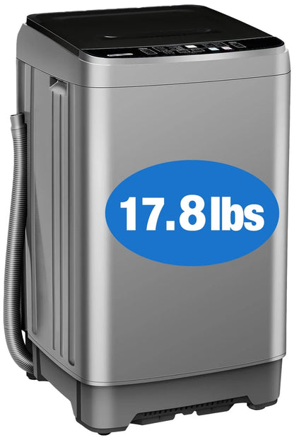 Portable Washing Machine 17.8 Lbs Full-Automatic Compact Washer Machine for Apartment, 10 Wash Program Small Portable Washer for Dorm, Apartment, Home, Grey