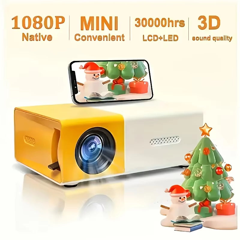 Mini Projector Portable Home Theater  Native Support HDMI USB Connection Small Size for Outdoor Movie Night