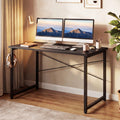 48 Inch Computer Desk, Home Office Writing Desk for Small Space, Modern Study Desk with Headphone Hook, Black
