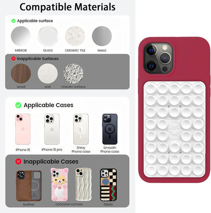 Silicone Double-Sided Suction Phone Case Detachable Mount, Car Dashboard Phone Holder, Fidget Sticky Grip Phone Accessories, Hands-Free Trending Stuff Stand for Asmr/Tiktok/Gym/Cooking Creator(White)