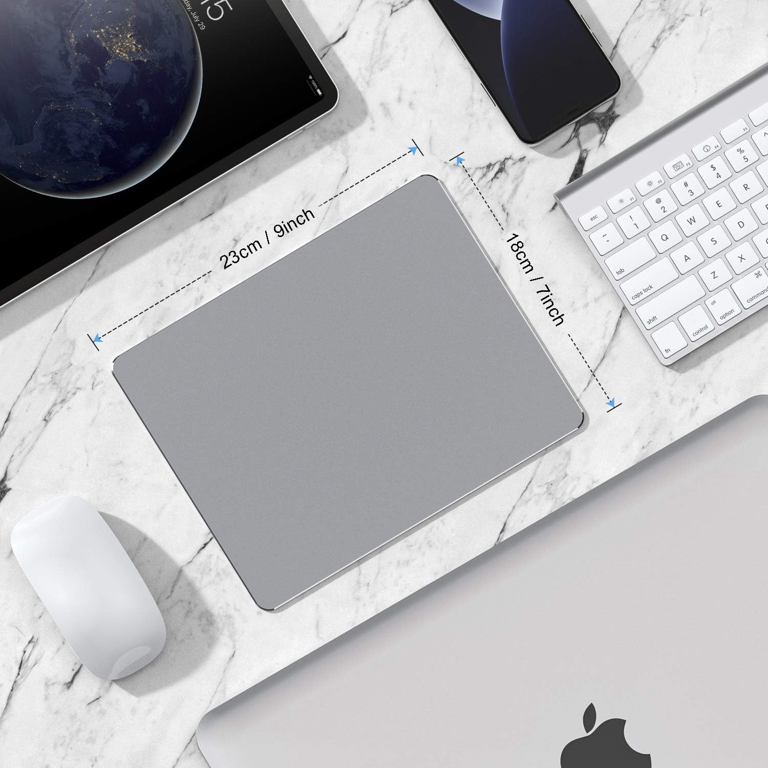 Mouse Pad, Grey Hard Metal Aluminum Mouse Pad, Premium Dual-Side Waterproof Fast and Accurate Control Mousepad for Office, Home and Gaming, Small Size, 9"×7"