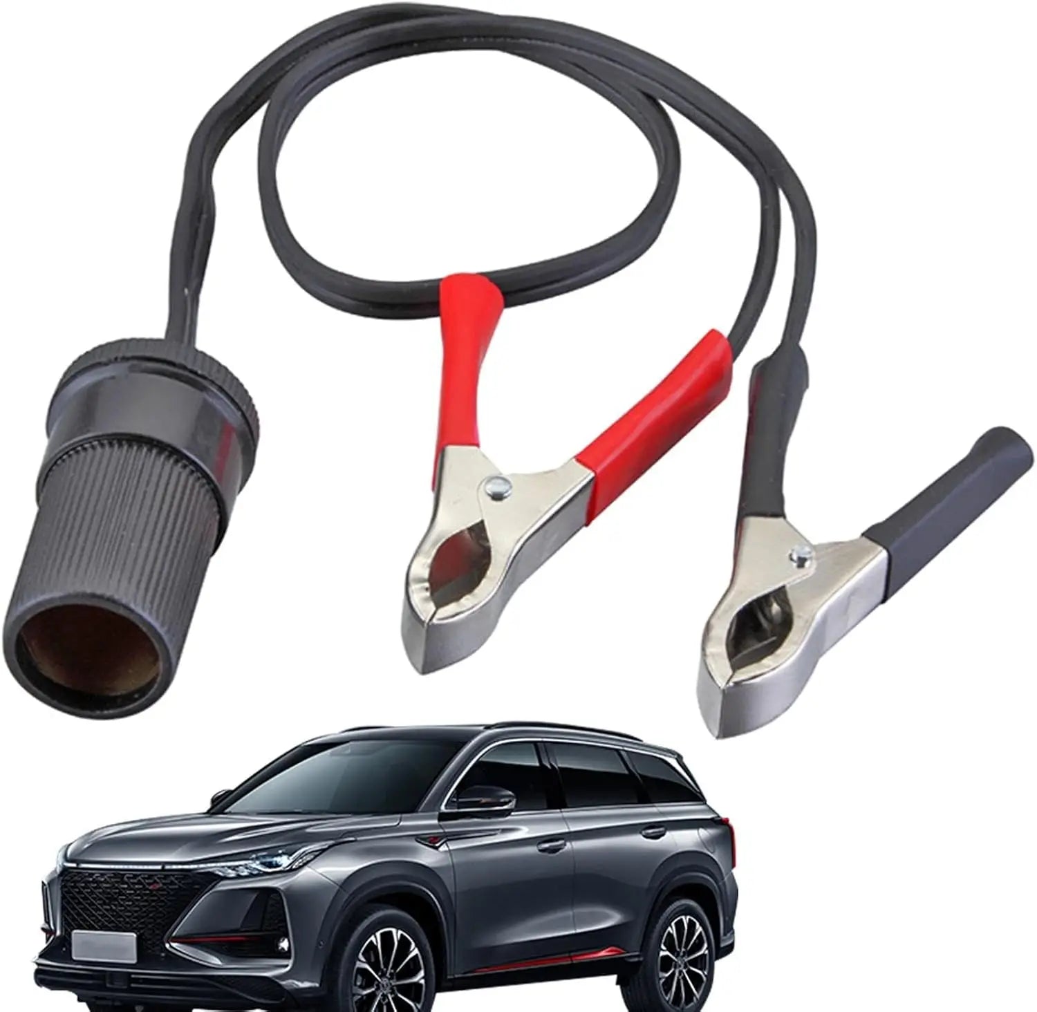 Cigarette Lighter Extension Cord, 12V Car Battery Clamp-On Extension Charge Cable, Cigarette Lighter Extension Cord