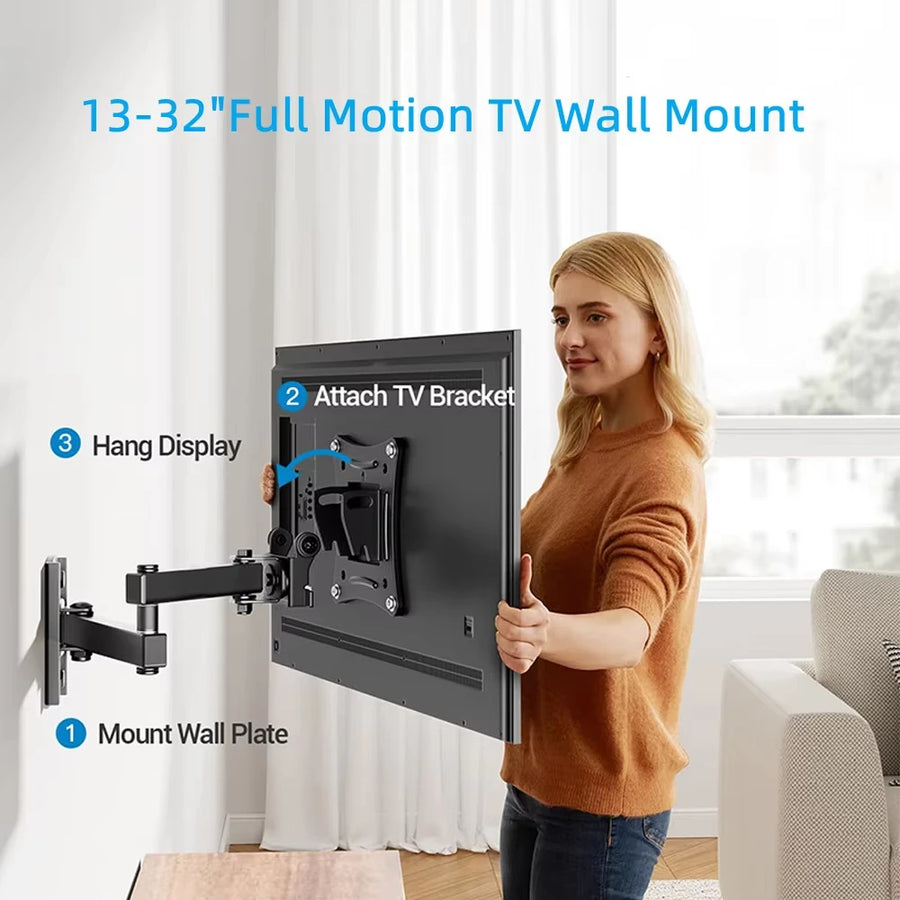 TV Monitor Wall Mount Bracket Adjustable for 10 32 Inch TVs
