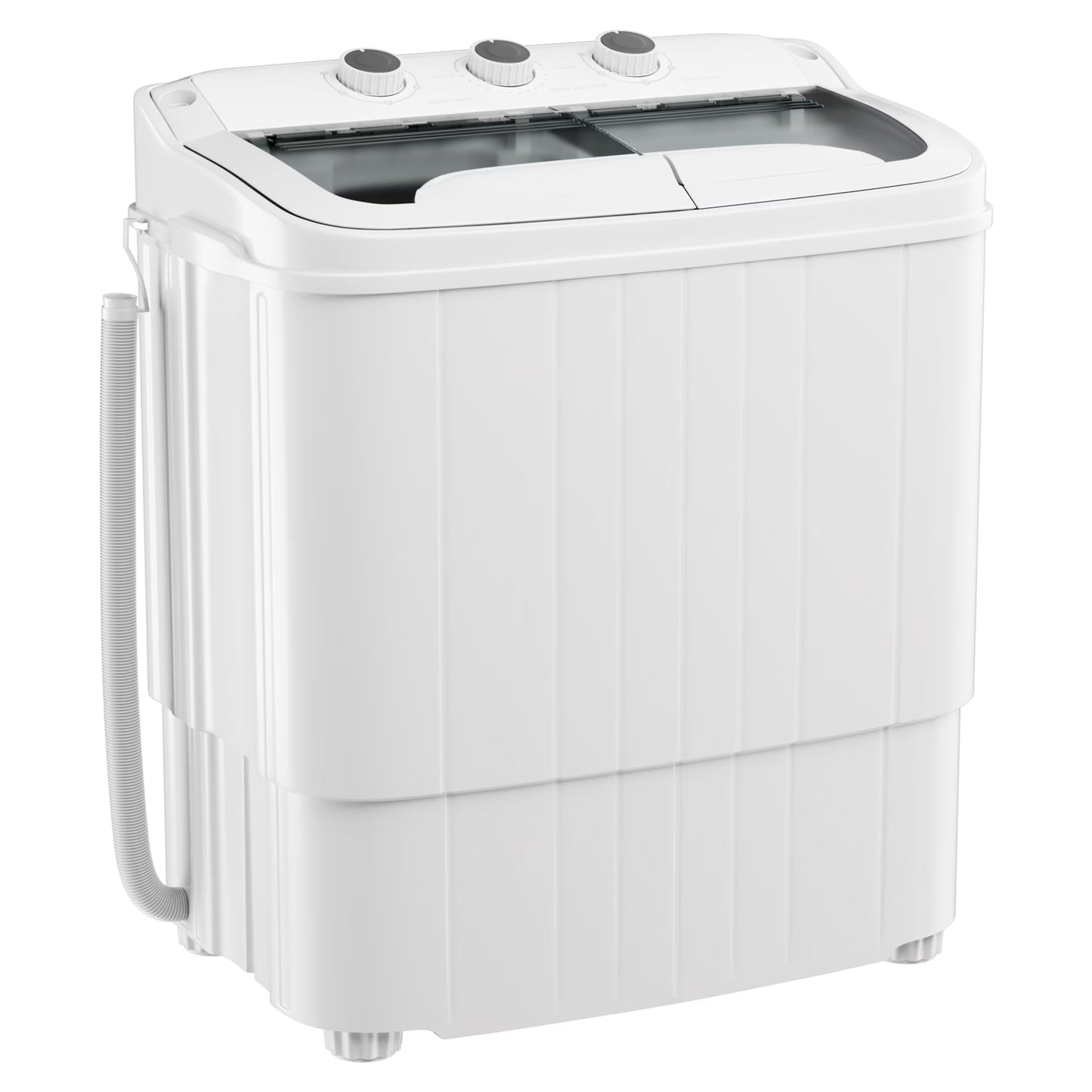16Lbs Portable Twin Tub Washer with Spin Dryer Washing Machine , Mini Compact Laundry Washer Machine with Drain Pump, Semi-Automatic Washer Combo, Apartments（Grey)