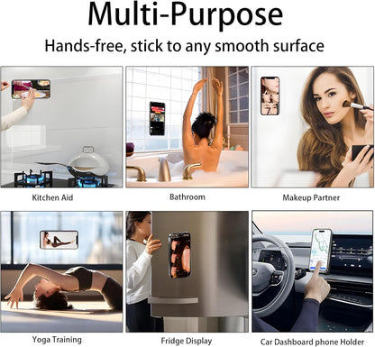 Silicone Double-Sided Suction Phone Case Detachable Mount, Car Dashboard Phone Holder, Fidget Sticky Grip Phone Accessories, Hands-Free Trending Stuff Stand for Asmr/Tiktok/Gym/Cooking Creator(White)