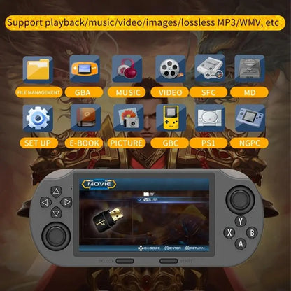 SF3000 Retro Handheld Game Console 4.5 Inch IPS Screen 3000Mah Battery 14 Emulators 20000+ Games Portable Gaming System for Boy Gift - Compact Card Controller Multi-Emulator Support Built-In Memory