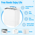 16Lbs Portable Twin Tub Washer with Spin Dryer Washing Machine , Mini Compact Laundry Washer Machine with Drain Pump, Semi-Automatic Washer Combo, Apartments（Grey)
