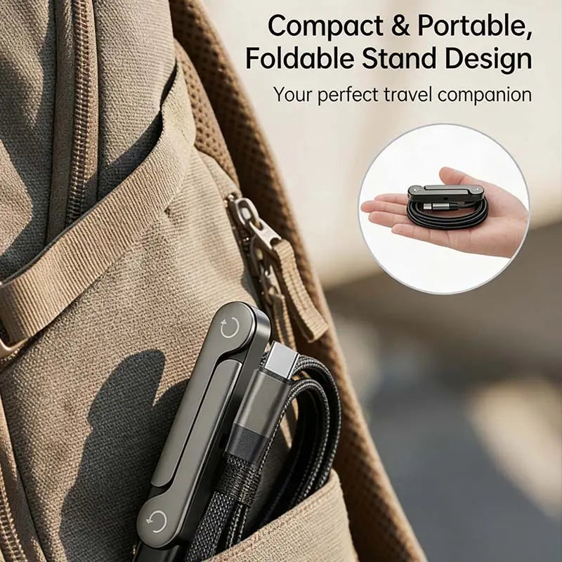 240W Type C Charging Cable with Built In Phone Stand