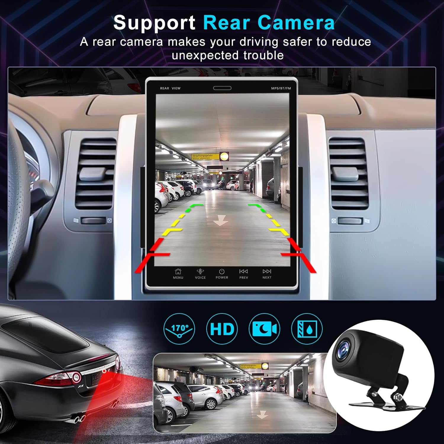 2G+32G Android 13 Double Din Car Stereo Car Radio with Bluetooth, GPS Navigation Wifi, 9.5'' Vertical Touchscreen FM Ios/Android Mirror Link USB Split Screen + Backup Camera