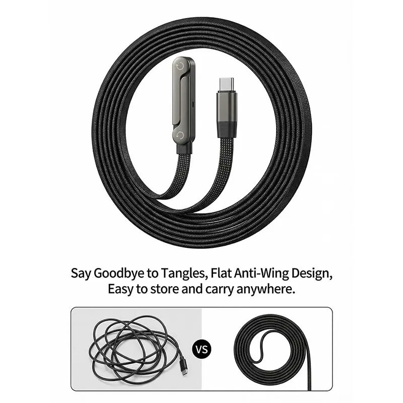 240W Type C Charging Cable with Built In Phone Stand