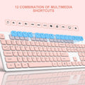 Wireless Keyboard Mouse Combo Pink Silent 24GHz USB Receiver