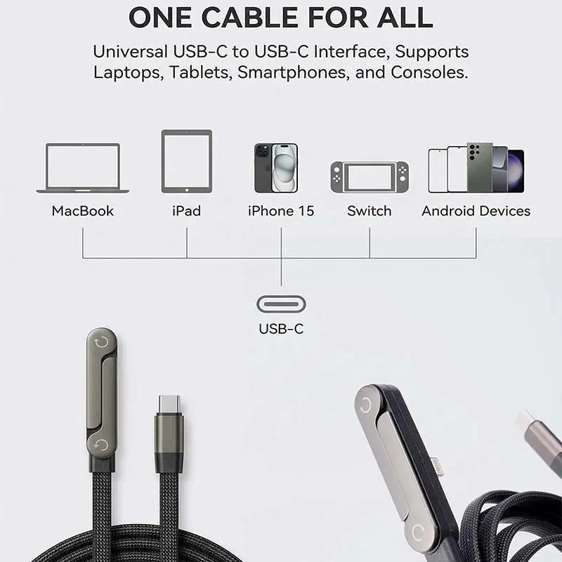 240W Type C Charging Cable with Built In Phone Stand