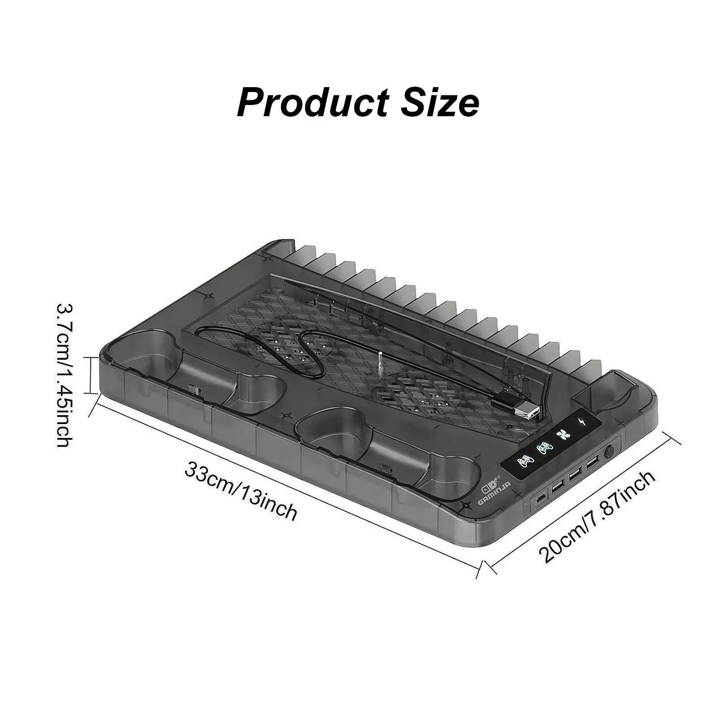 Charging Dock Vertical Cooling Stand Compatible with PS5/PS5 Slim Console for PS5 Controller Dual Charging Cooling Stand with Hook for Headphones， Essential Cooler for PS5 Consoles for a Better Gaming Experience