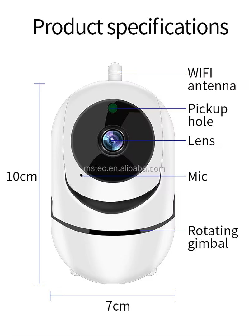 1080P WiFi Security Camera Pan Tilt Two Way Audio Cloud