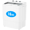 16Lbs Portable Twin Tub Washer with Spin Dryer Washing Machine , Mini Compact Laundry Washer Machine with Drain Pump, Semi-Automatic Washer Combo, Apartments（Grey)