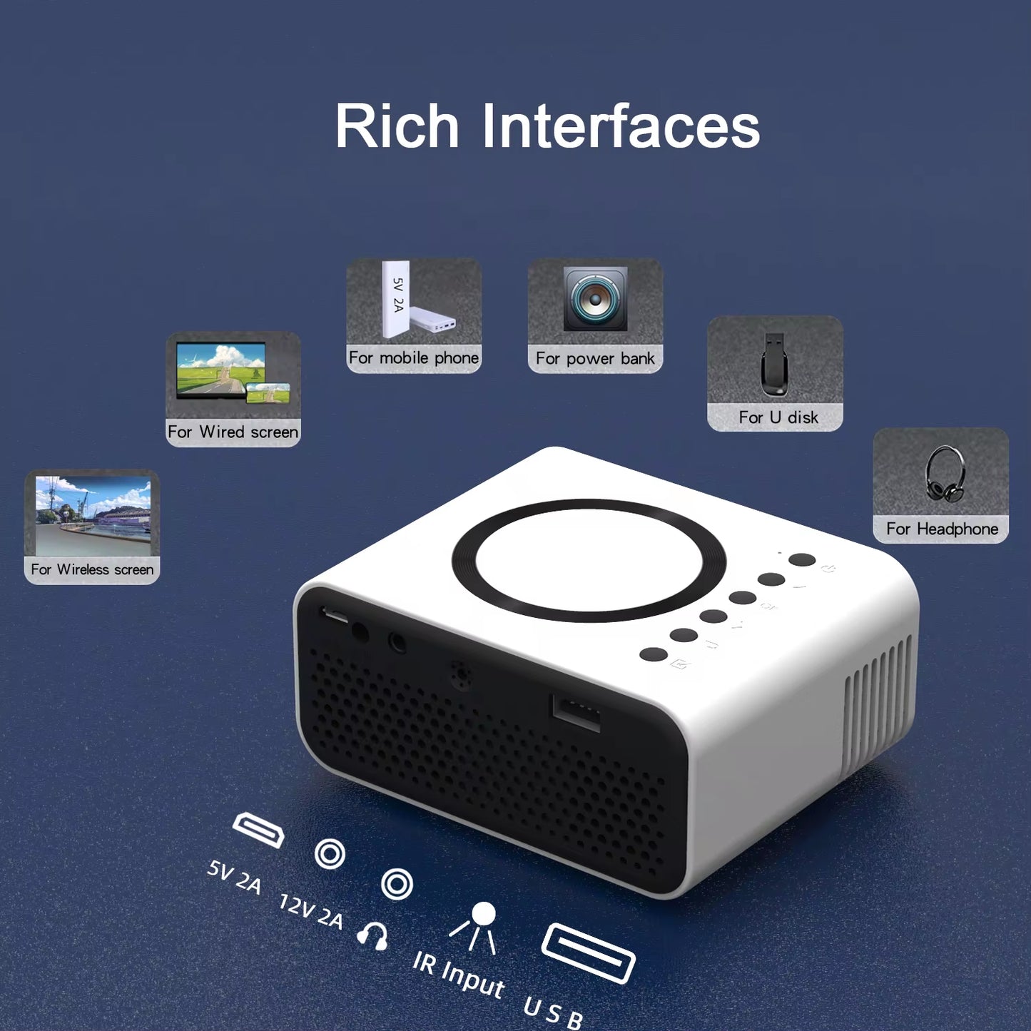 YT300 Mini Projector for Commercial Office, Home Cinema, Portable, Intelligent Outdoor, LED Full HD, Portable and Mobile Project
