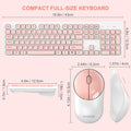 Wireless Keyboard Mouse Combo Pink Silent 24GHz USB Receiver