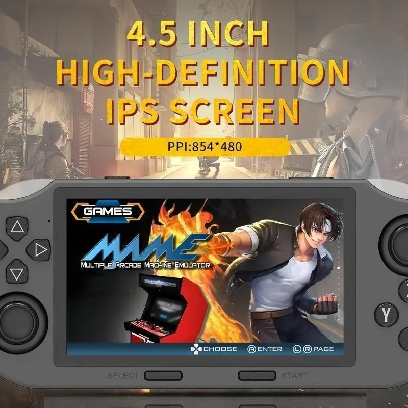 SF3000 Retro Handheld Game Console 4.5 Inch IPS Screen 3000Mah Battery 14 Emulators 20000+ Games Portable Gaming System for Boy Gift - Compact Card Controller Multi-Emulator Support Built-In Memory