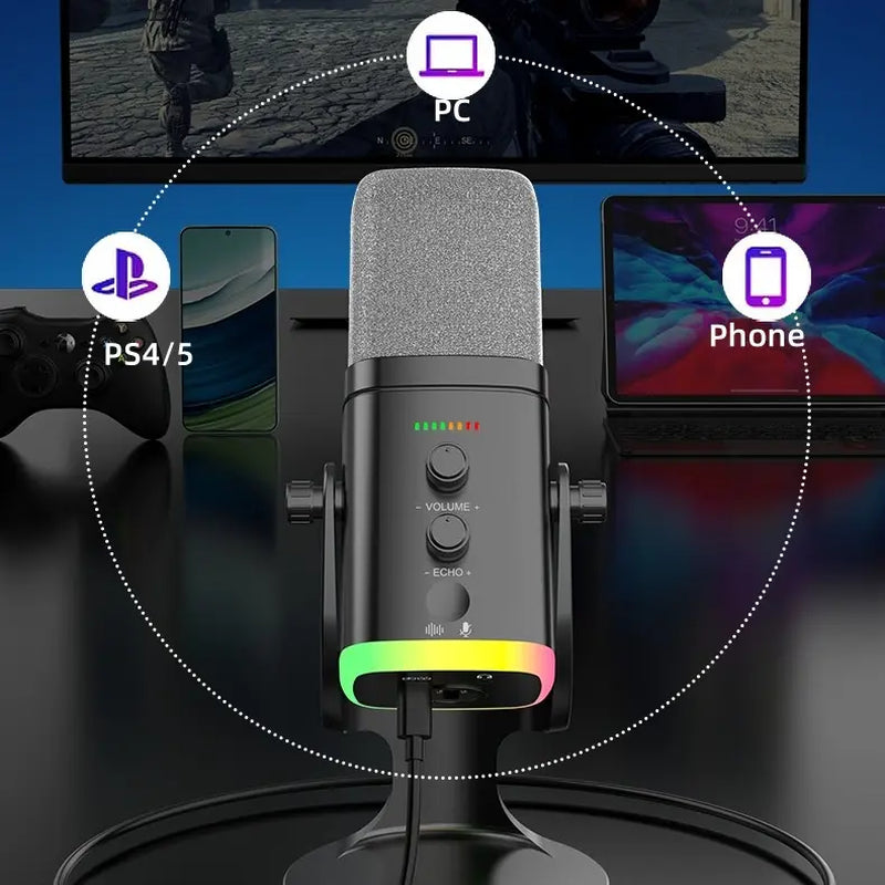 Gaming USB XLR Dynamic Microphone with RGB Touch Mute