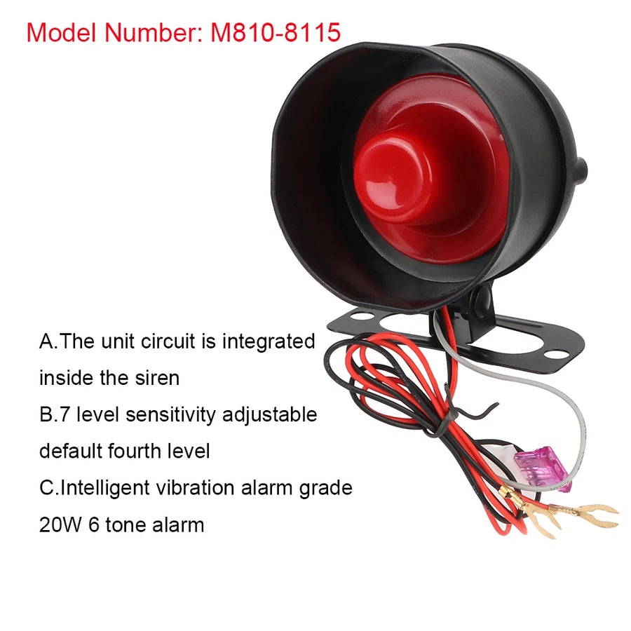 12V Motorcycle Alarm System with Remote Control