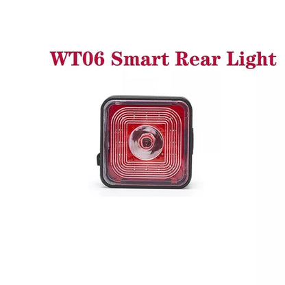 WT06 Smart Bicycle Brake Light Tail Rearlight 120 Lumen IP66 Waterproof Headlight and Tail Light Sets 5 Gear Mode USB Charge