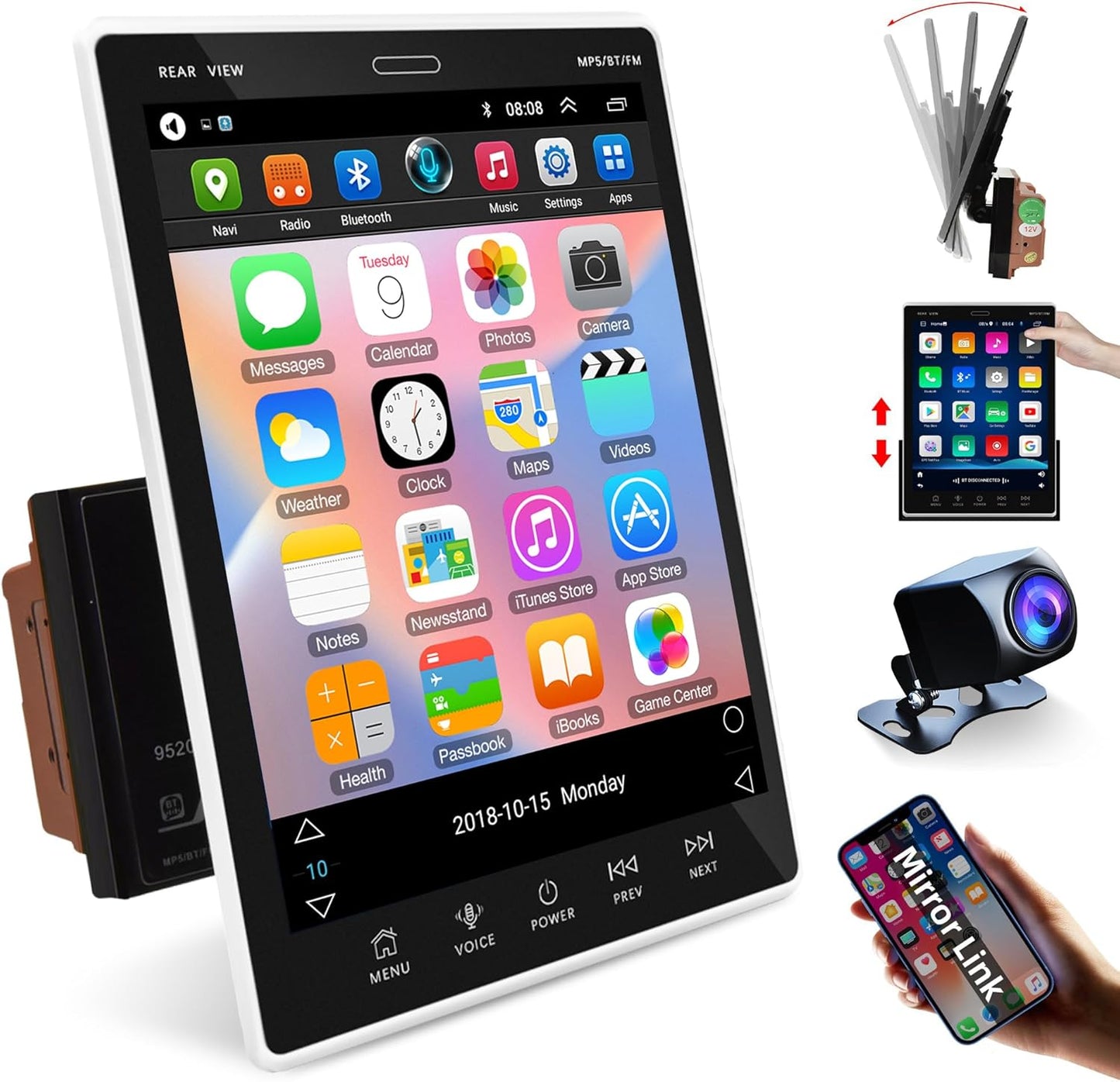 2G+32G Android 13 Double Din Car Stereo Car Radio with Bluetooth, GPS Navigation Wifi, 9.5'' Vertical Touchscreen FM Ios/Android Mirror Link USB Split Screen + Backup Camera