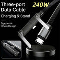 240W Type C Charging Cable with Built In Phone Stand