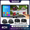 10.36 Inch 4 Channels Vehicle DVR Recorder System 1080P AHD Backup Cameras MP5 Bluetooth FM Touch Monitor for Truck Bus Trailer