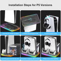 Charging Dock Vertical Cooling Stand Compatible with PS5/PS5 Slim Console for PS5 Controller Dual Charging Cooling Stand with Hook for Headphones， Essential Cooler for PS5 Consoles for a Better Gaming Experience