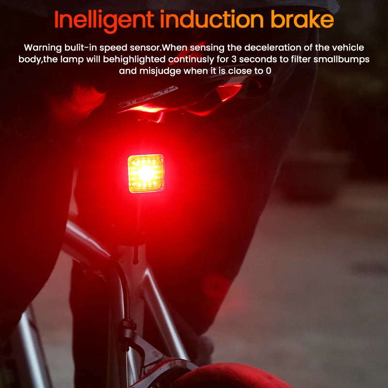 WT06 Smart Bicycle Brake Light Tail Rearlight 120 Lumen IP66 Waterproof Headlight and Tail Light Sets 5 Gear Mode USB Charge