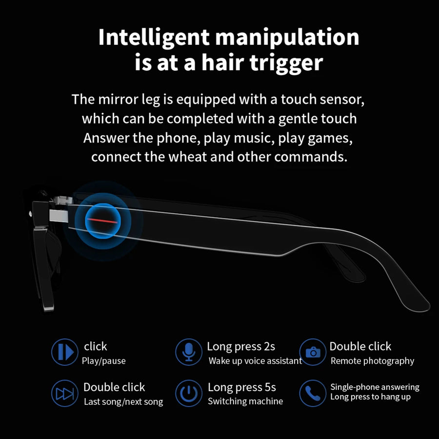 Smart AI Camera Glasses With Bluetooth Audio Assistant