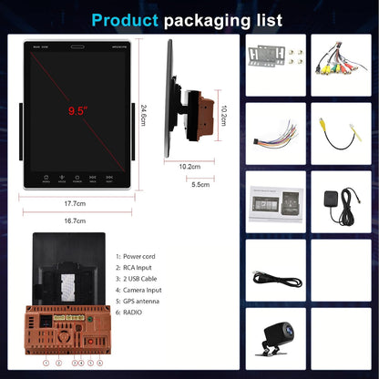 2G+32G Android 13 Double Din Car Stereo Car Radio with Bluetooth, GPS Navigation Wifi, 9.5'' Vertical Touchscreen FM Ios/Android Mirror Link USB Split Screen + Backup Camera